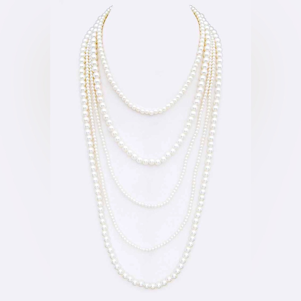 Cream Freshwater Draped Pearl Statement Necklace